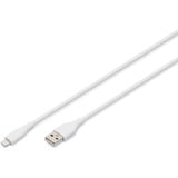 Digitus USB 2.0 Silikon-Kabel USB-A > Lightning, MFI zertifiziert weiß, 2 Meter, PD, Laden mit bis zu 12 Watt