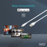 Digitus USB 2.0 Silikon-Kabel USB-A > Lightning, MFI zertifiziert weiß, 2 Meter, PD, Laden mit bis zu 12 Watt