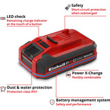 EINHELL Akku Power-X-Change Plus 18Volt 3,0Ah SEALED rot/schwarz, IP57, wasserfest, Kurzschlusssicherung