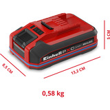EINHELL Akku Power-X-Change Plus 18Volt 3,0Ah SEALED rot/schwarz, IP57, wasserfest, Kurzschlusssicherung
