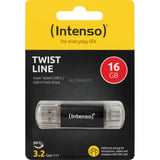 Intenso Twist Line 16 GB, USB-Stick anthrazit/transparent, USB-A 3.2 Gen 1, USB-C 3.2 Gen 1