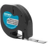 Dymo LetraTag ORIGINAL Kunststoff Schriftband schwarz auf silbermetallic S0721730