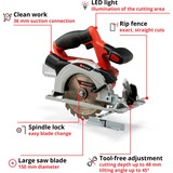 EINHELL Power X-Change Akku-Handkreissäge TE-CS 18/150 Li-Solo, 18Volt rot/schwarz, ohne Akku und Ladegerät