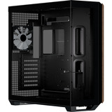 APNX V1-W-BK-v3, Tower-Gehäuse schwarz, Tempered Glass x 2, Holz-Verkleidung