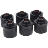 Alphacool HF 16/10 Anschraubtülle G1/4 - Deep Black Sixpack, Verbindung schwarz, für weiche Schläuche (PVC, Silikon, Neoprene)