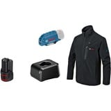Bosch Professional Heat+Jacket GHJ 12+18V Kit Größe 2XL, Arbeitskleidung schwarz, inkl. Ladeadapter GAA 12V-21, 1x 12-Volt-Akku
