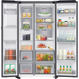 SAMSUNG RS90F64EDTEF, Side-by-Side edelstahl, AI Home (9" LC-Display), AI Energy Mode, Metal Cooling