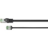 goobay Ultraflexibles Cat.8.1 Patchkabel slim, U/FTP schwarz, 0,5 Meter, extrakurze Stecker