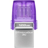 Kingston DataTraveler microDuo 3C 128 GB, USB-Stick violett/transparent, USB-A 3.2 Gen 1, USB-C 3.2 Gen 1