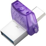 Kingston DataTraveler microDuo 3C 128 GB, USB-Stick violett/transparent, USB-A 3.2 Gen 1, USB-C 3.2 Gen 1
