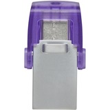 Kingston DataTraveler microDuo 3C 128 GB, USB-Stick violett/transparent, USB-A 3.2 Gen 1, USB-C 3.2 Gen 1