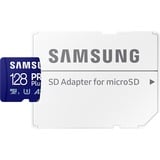 Samsung PRO Plus 128 GB microSDXC (2023), Speicherkarte blau, UHS-I U3, Class 10, V30, A2