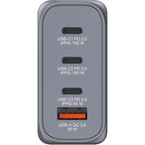 Verbatim GaN-Ladegerät 100W, 1x USB-A , 3x USB-C grau, PD 3.0, QC 3.0