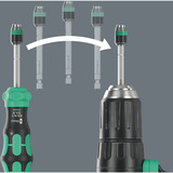 Wera Kraftform Kompakt 26 RA-R mit Tasche, Bit-Satz schwarz/grün, 6-teilig, 1/4", mit Ratschenfunktion und Rapidaptor Schnellwechselfutter