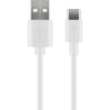 goobay USB 2.0 Kabel, USB-A Stecker > USB-C Stecker weiß, 1 Meter