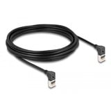 DeLOCK Patchkabel RJ-45 Cat.6a S/FTP, Slim 90° gewinkelt schwarz, 5 Meter, nach unten abgewinkelte Stecker