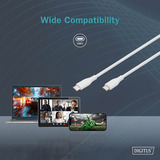 Digitus USB 2.0 Silikon-Anschlusskabel USB-C > USB-C weiß, 2 Meter, PD, Laden mit bis zu 60 Watt