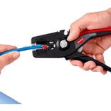 KNIPEX Automatische Abisolierzange PreciStrip16, Abisolier-Zange schwarz/rot, integrierter Drahtschneider