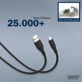 Digitus USB 2.0 Silikon-Anschlusskabel USB-A > USB-C schwarz, 1 Meter, PD, Laden mit bis zu 60 Watt