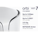 Netgear ORBI RBE770-100EUS  WIFI 7 MESH Zusatzsatellit, Mesh Access Point weiß, Tri-Band WiFi 7