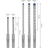 Bosch EXPERT Hammerbohrer-Satz SDS-plus-7X, 5-teilig Ø 5 / 6 / 8 / 10mm, Arbeitslänge 50mm / 100mm