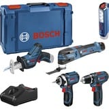 Bosch Werkzeug-Set 12Volt 5-teilig, GOP + GSR + GDR + GSA + GLI blau, 3x Li-Ionen Akku 2,0Ah