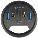 DeLOCK 3 Port Tisch-Hub 1x Typ-C - 2x Typ-A + HD-Audio, USB-Hub 