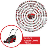 EINHELL Akku-Rasenmäher GE-CM 43 Li M Kit, 36Volt (2x18V) rot/schwarz, 2x Li-Ionen Akku 4,0Ah