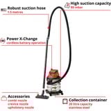 EINHELL Nass-/Trockensauger TC-VC 18/20 Li S-Solo rot/silber, ohne Akku und Ladegerät