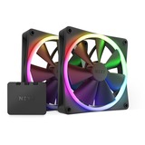 NZXT F140 RGB Twin Pack 140x140x26, Gehäuselüfter schwarz, 2er Pack inkl. RGB & Fan Controller