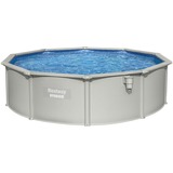Bestway Stahlwand Pool HYDRIUM Set, Ø 460cm x 120cm, Schwimmbad hellgrau, mit Sandfilteranlage