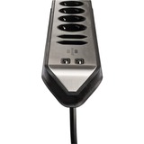 Brennenstuhl estilo Eck-Steckdosenleiste 6-fach schwarz/edelstahl, 2 Meter, 2x USB