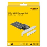 DeLOCK 3 Port SATA + M.2 Key B PCIe x4 Low Profile, Schnittstellenkarte 