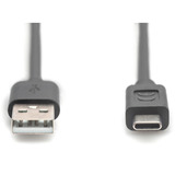 Digitus USB 2.0 Anschlusskabel USB-A > USB-C schwarz, 3 Meter, PD, Laden mit bis zu 15 Watt