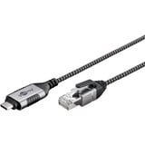 goobay Ethernet-Adapterkabel USB-C 3.2 Gen2 > RJ-45, Slim schwarz/grau, 10 Meter