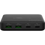 goobay USB-C Multiport-Tischladegerät, PD, GaN, 100 Watt schwarz, 2x USB-C, 2x USB-A, Power Delivery, QuickCharge 3.0