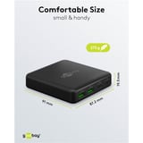 goobay USB-C Multiport-Tischladegerät, PD, GaN, 100 Watt schwarz, 2x USB-C, 2x USB-A, Power Delivery, QuickCharge 3.0