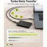 goobay USB4 Gen 3x2 Kabel, USB-C Stecker > USB-C Stecker, 40Gbit/s schwarz/grau, 1,8 Meter, PD, Laden mit bis zu 240 Watt