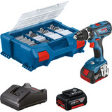Bosch Akku-Bohrschrauber GSR 18V-28 Professional, 18Volt blau/schwarz, 2x Li-Ionen Akku 3,0Ah, 82-teiliges Zubehör-Set