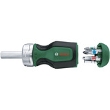 Bosch Stubby Bit Ratschenschraubendreher + 6 Bits  grün/schwarz, 7-teilig 
