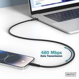 Digitus USB 2.0 Silikon-Kabel USB-C > Lightning, MFI zertifiziert schwarz, 1 Meter, PD 2.0, Laden mit bis zu 60 Watt