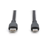 Digitus USB 2.0 Silikon-Kabel USB-C > Lightning, MFI zertifiziert schwarz, 2 Meter, PD 2.0, Laden mit bis zu 60 Watt