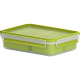 Emsa CLIP & GO Snackbox 1,2 Liter, Lunch-Box hellgrün/transparent, mit 3 extra Einsätzen