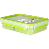 Emsa CLIP & GO Snackbox 1,2 Liter, Lunch-Box hellgrün/transparent, mit 3 extra Einsätzen