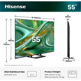 Hisense ULED 55E8S MiniLED, QLED-Fernseher 139 cm (55 Zoll), schwarz/dunkelgrau, UltraHD/4K, Triple Tuner, Subwoofer, 144Hz Panel