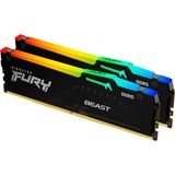 Kingston FURY DIMM 32 GB DDR5-6000 (2x 16 GB) Dual-Kit, Arbeitsspeicher schwarz, KF560C30BBEAK2-32, FURY Beast RGB, INTEL XMP, AMD EXPO