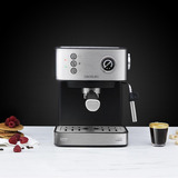 Cecotec Power Espresso 20 Matic Professionale, Espressomaschine edelstahl (gebürstet)/schwarz, 850 Watt