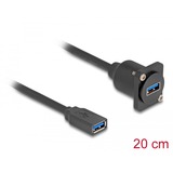 DeLOCK D-Typ USB 3.2 Gen 1 Kabel, USB-A Buchse > USB-A Buchse schwarz, 20cm