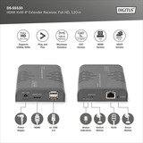 Digitus HDMI KVM IP Extender Receiver, KVM-Switch schwarz, Full HD