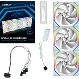 Lian Li UNI FAN SL120 Wireless 3er-Pack inkl. Controller, Gehäuselüfter weiß, 124.5 mm